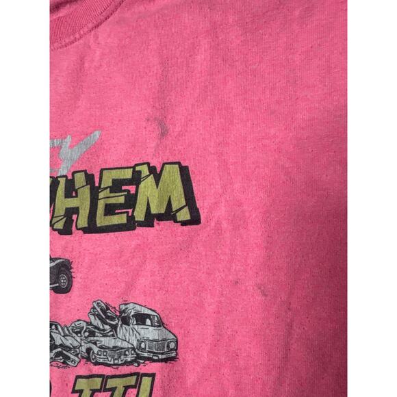Mikey Mayhem Monster Truck Tee Youth Medium Pink Gildan Send It Shirt - Picture 3 of 8